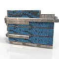 Modern Structural Building Component With Blue Panel And Silver Layered Texture