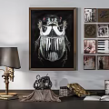 Decorative Ornament Set With Framed Beetle Art Multiple Wall Pictures Table Lamp And Open Book