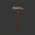 Sturdy Hammer with White Head Red Claw and Wooden Handle on Gray Background