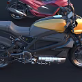 Various Style Motorcycles Including Gold Retro Scooter Red Sports Bike And White Classic Model