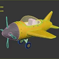 Yellow Single Seat Toy Passenger Plane With Propeller 3D Model Design 3d model