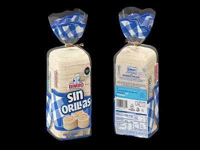 Bimbo Sin Tortillas Packaged In Blue And White Checkered Wrapper With Brand Label 3d model