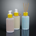 Plastic Bottles With Yellow Caps For Liquid Soap Lotion And Reed Diffuser