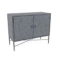 Industrial Style Metal Cabinet With Scalloped Texture Double Doors And Crossed Legs