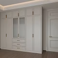 Modern White Built in Wardrobe With Gold Handles And Drawers Design