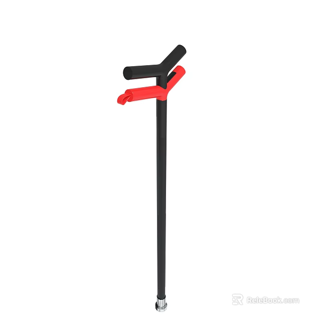 Red And Black Hand Tool With Long Handle And Gripping Components 3d model 
