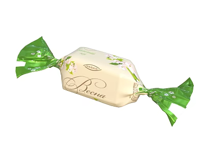 Bonita Candy With Delicate Beige Packaging Green Ribbon And Floral Design 3d model
