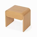 Wooden Bedside Table With Light Wood Finish Simple Design And Rounded Drawer