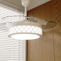 Bright White Chandelier With Diamond Pattern Shade In Interior With Wooden Wall And Window Blinds