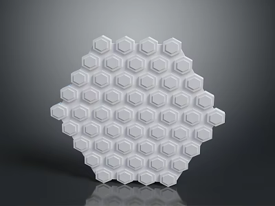 White Geometric Hexagonal Decorative Panel With Repeating Raised Patterns 3d model