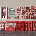 Comprehensive Fire Fighting Equipment Collection With Red Cabinets Extinguishers Sand Boxes And Tools 3d model