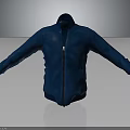 Stylish Blue Jacket With Front Zipper And Extended Sleeves In Open Design 3d model