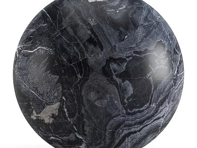 Black Marble Sphere With Intricate Natural Vein Texture As Decorative Design Component 3d model