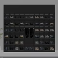 Modern Dark Colored Display Shelving With Layered Compartments For Shoes And Apparel