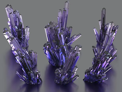 Natural Amethyst Stone Clusters With Wooden Display Base For Home Decoration 3d model