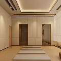 Indoor Yoga Meditation Space With Mats And Circular Decorative Wall Art