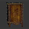 Classical Wooden Chest of Drawers With Gold Accents And Green Marble Top