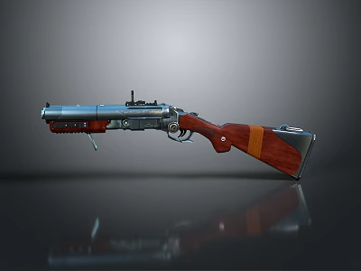 Classic Lever Action Rifle With Polished Metal Barrel Wooden Stock Iron Sights And Vintage Design 3d model