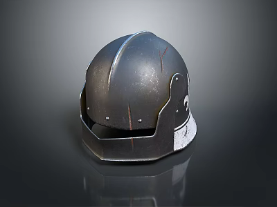 Medieval Metal Helmet As Ancient Protective Weapon With Rivet Design 3d model