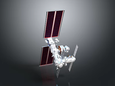Orbital Space Station Structure With Solar Panels Modules And Docking Ports 3d model