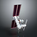 Orbital Space Station Structure With Solar Panels Modules And Docking Ports