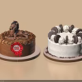 Two Decorated Celebration Cakes With Chocolate Horse 1st Prize Ribbon And Cookie Cream Toppings