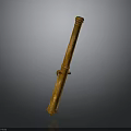 Ancient Bronze Long Cylindrical Artillery Barrel With Textured Surface Central Component Isolated On Gray Background