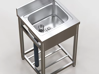 Stainless Steel Garden Sink With Stand Faucet And Drain For Outdoor Gardening 3d model