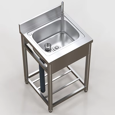 Stainless Steel Garden Sink With Stand Faucet And Drain For Outdoor Gardening 3d model