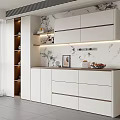 Modern White Sideboard With Marble Backsplash Storage Drawers And Decorative Items 3d model
