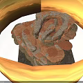 Natural Wood and Stone Stacked Fragments with Orange Gray Textured Surface