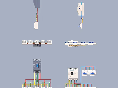 Essential Electrical Components For Home Use Including Circuit Breakers And Distribution Boxes 3d model