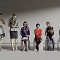 Character Combination Woman Combination Character Sitting Posture 3d model