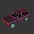 Classic Vintage SUV With Blue And Brown Body Design Shiny Wheels And Roof Rack