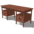 Brown Wooden Desk With Two Drawers And Simple Structure Design