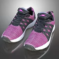 Pink And Black Knit Athletic Shoes With White Sole And Brand Logo Design
