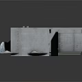 Modern Industrial Metal Platform Structure With Pipes And Metal Components Design