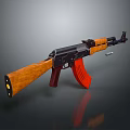 Classic Assault Rifle With Wooden Stock Red Magazine And Black Metal Components