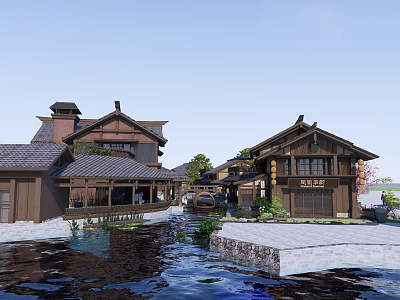 Chinese Architecture Commercial Building Commercial Street Water Street 3d model