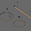Stylish Modern Pendant Lights Featuring Circular Rings And Linear Design Hanging From Ceiling 3d model
