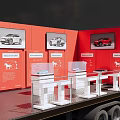 Utility Flatbed Truck With White Cab Red Cargo Container And Industrial Equipment