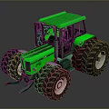 Green Tractor With Large Tires And Modern Cab Design For Farming Operations