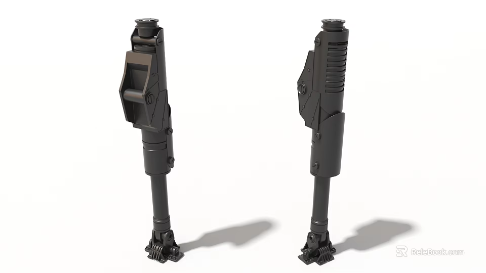 Black Industrial Mechanical Strut Assemblies With Gear Like Base And Structural Details 3d model