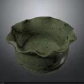 Handmade Green Ceramic Bowl with Scalloped Edge and Brown Speckles for Daily Household Use