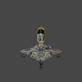 Gray and Yellow Fighter Jet With Sleek Aerodynamic Design Open Cockpit And Blue Emblem