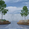 Modern tree pool tree pool seat 3d model