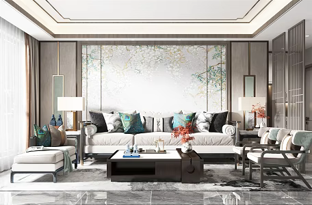 New Chinese Living Room 3d model
