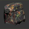 Colorful Green Mountain Utility Bag With Vibrant Patterns Pink Straps And Zipper Closure