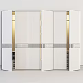 Modern Wardrobe Design With Mirrored Doors Gray Finish And Decorative Strips