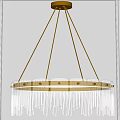 Round Crystal Chandelier With Hanging Crystal Drops And Metallic Frame For Modern Decor